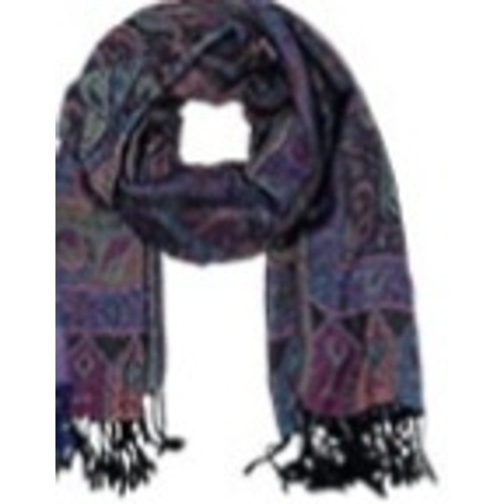 Paisley Scarf Shawl Wrap Purple Blue Boho Fringe Women Accessory